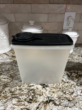 Tupperware Clear Storage Container with Black Lid and Pour Spout